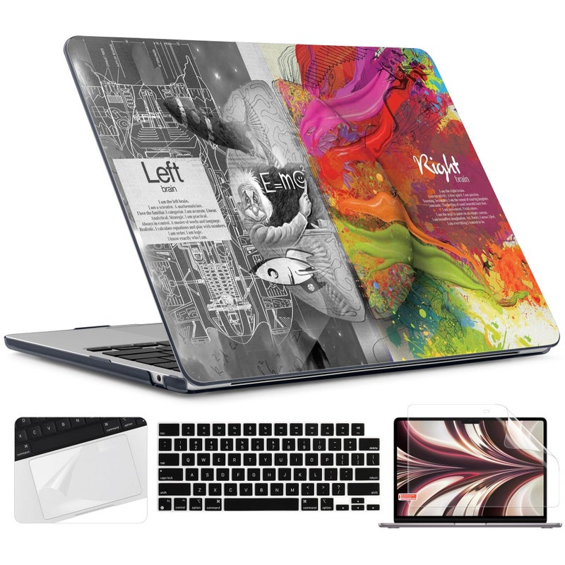 TWOLSKOO for M3 MacBook Air 13.6 inch Case 2022 2023 2024 A2681 M2 A3113 with Touch ID  Plastic Hard Shell Cover with Screen Protector & Keyboard Cover & Trackpad Film  Creative Brain - Image 1